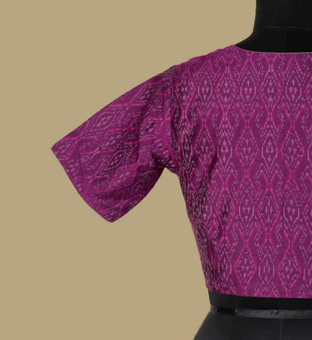 Shades of Violet Ikkat Silk Cotton Stitched Blouse 32,34,36,38,40,42 - Image 6