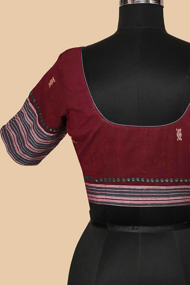 Deep Maroon with Mirror Work Stitched Blouse 34,36,38,40,42 - Image 5