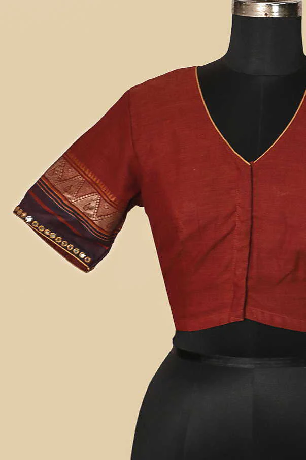 Rust Brown Mirror Work Stitched Blouse 36,38, 40, 42 - Image 5