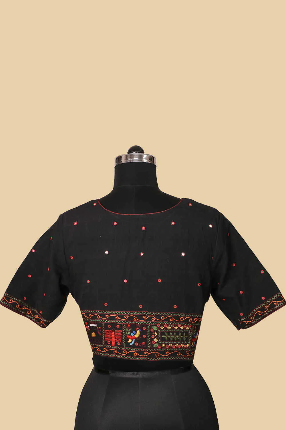 Aari Work Black Mangalagiri Stitched Blouse 34,36,38,40,42 - Image 6