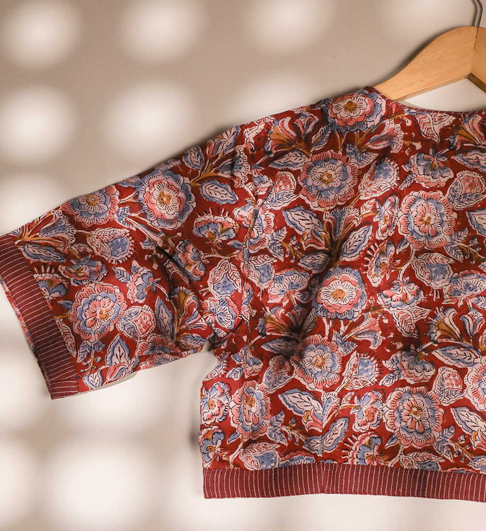 Printed Kalamkari with Close Neck Stitched Blouse 32,34,36,38,40,42