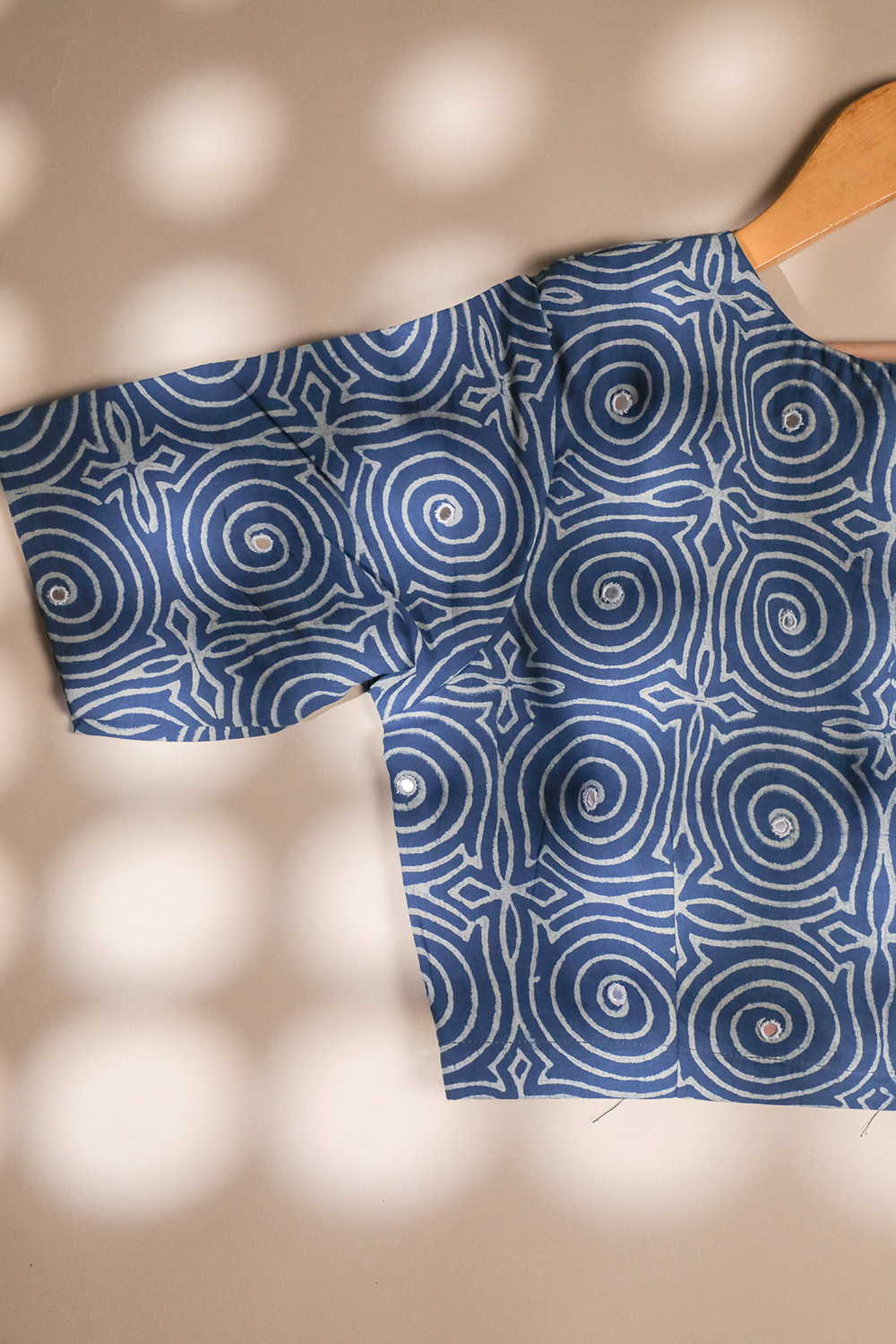 Indigo Mirror Work Stitched Blouse 32,34,36,38,40,42 - Image 2