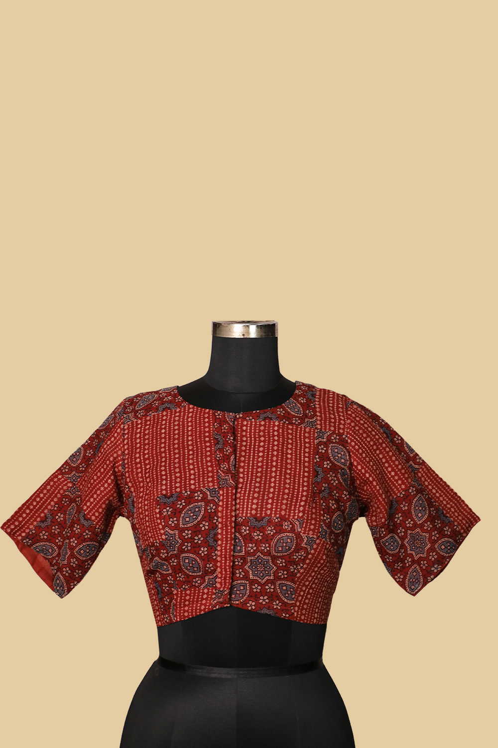 Maroon Ajrak Kota Stitched Blouse 36,38,40,42 - Image 5