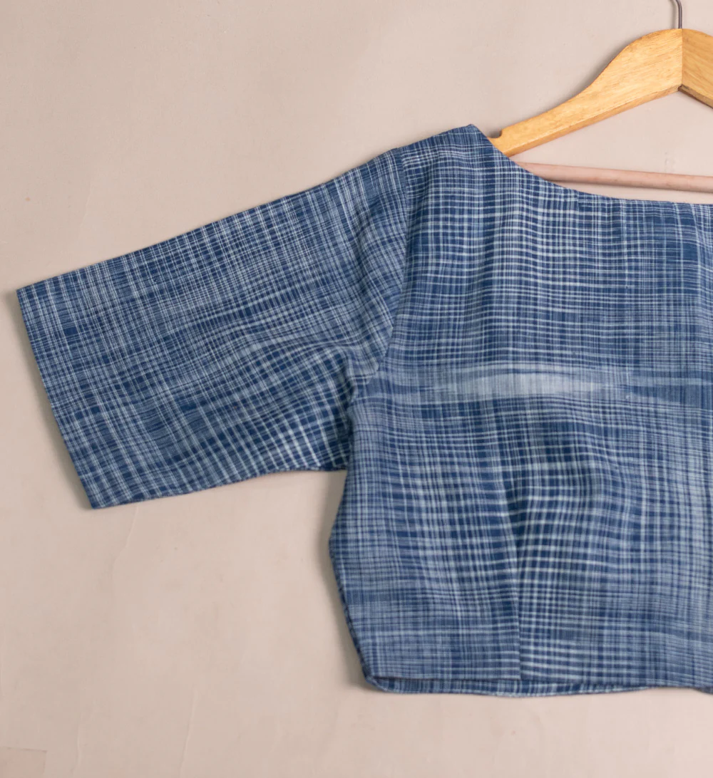 Denim Blue Handspun Stitched Blouse - 32,34,36,38,40,42 - Image 2