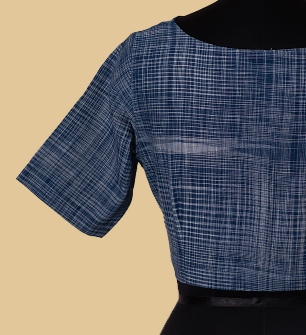 Denim Blue Handspun Stitched Blouse - 32,34,36,38,40,42 - Image 6