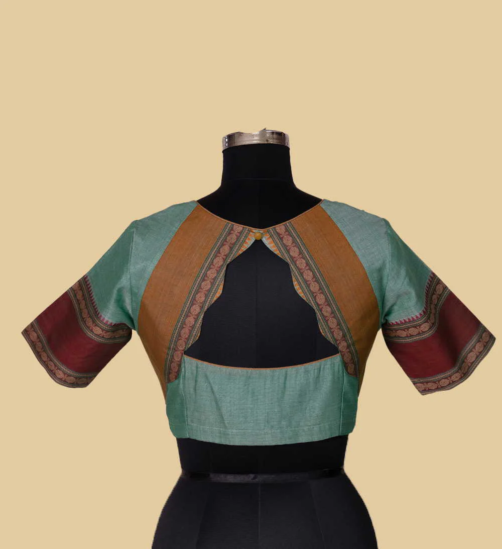 Narayanpet Cotton Stitched Blouse with scallop neck - 38,40,42