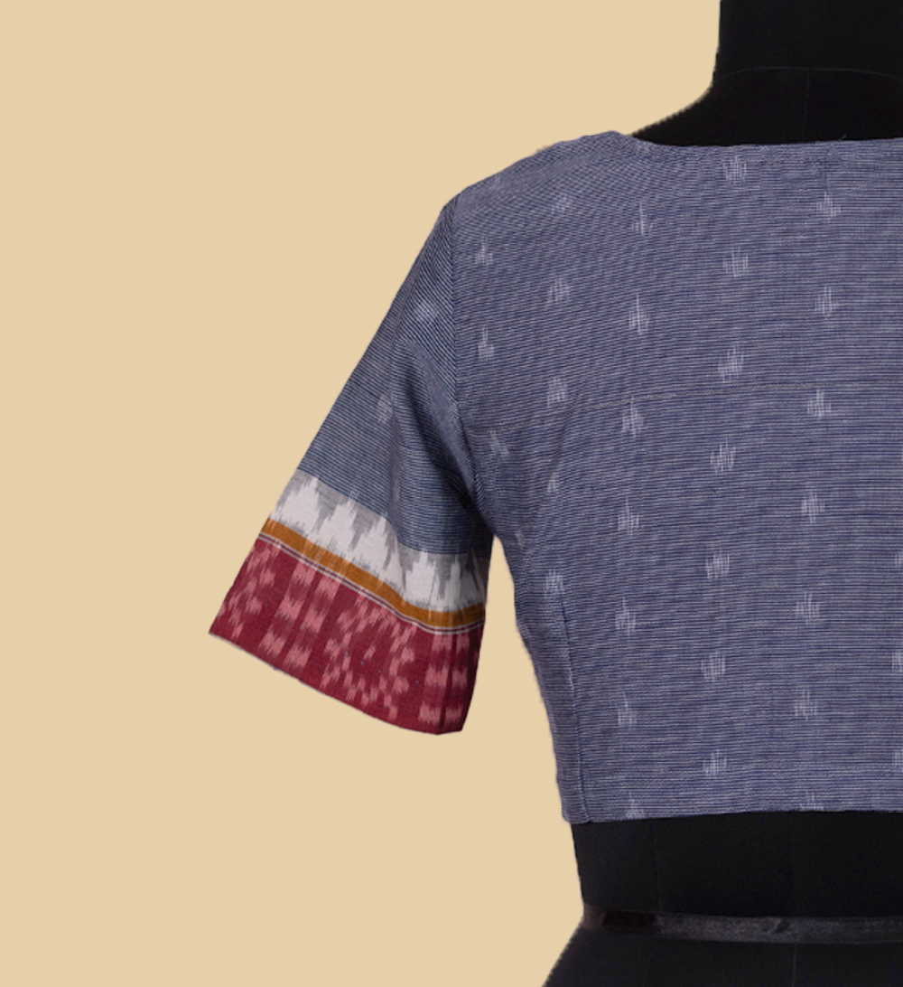 Ikat with Contrast Border Stitched Blouse - 32,34,36,38,40,42 - Image 6