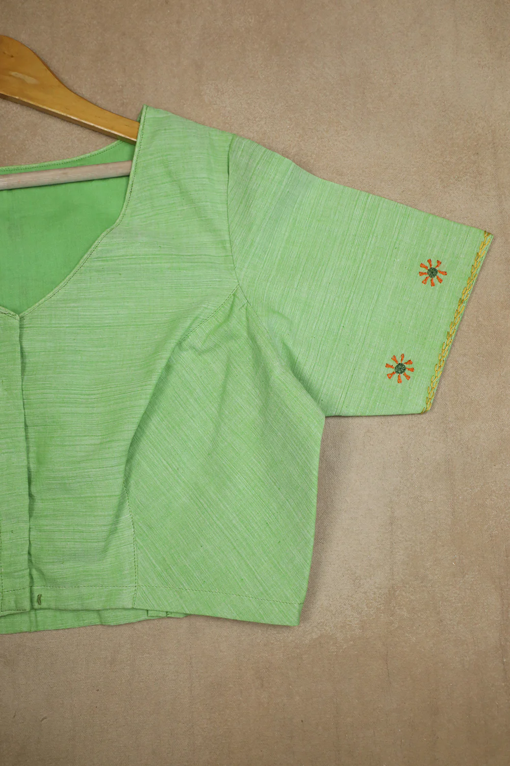 Light Green Handwoven Stitched Blouse -34,36,38,40,42 - Image 2