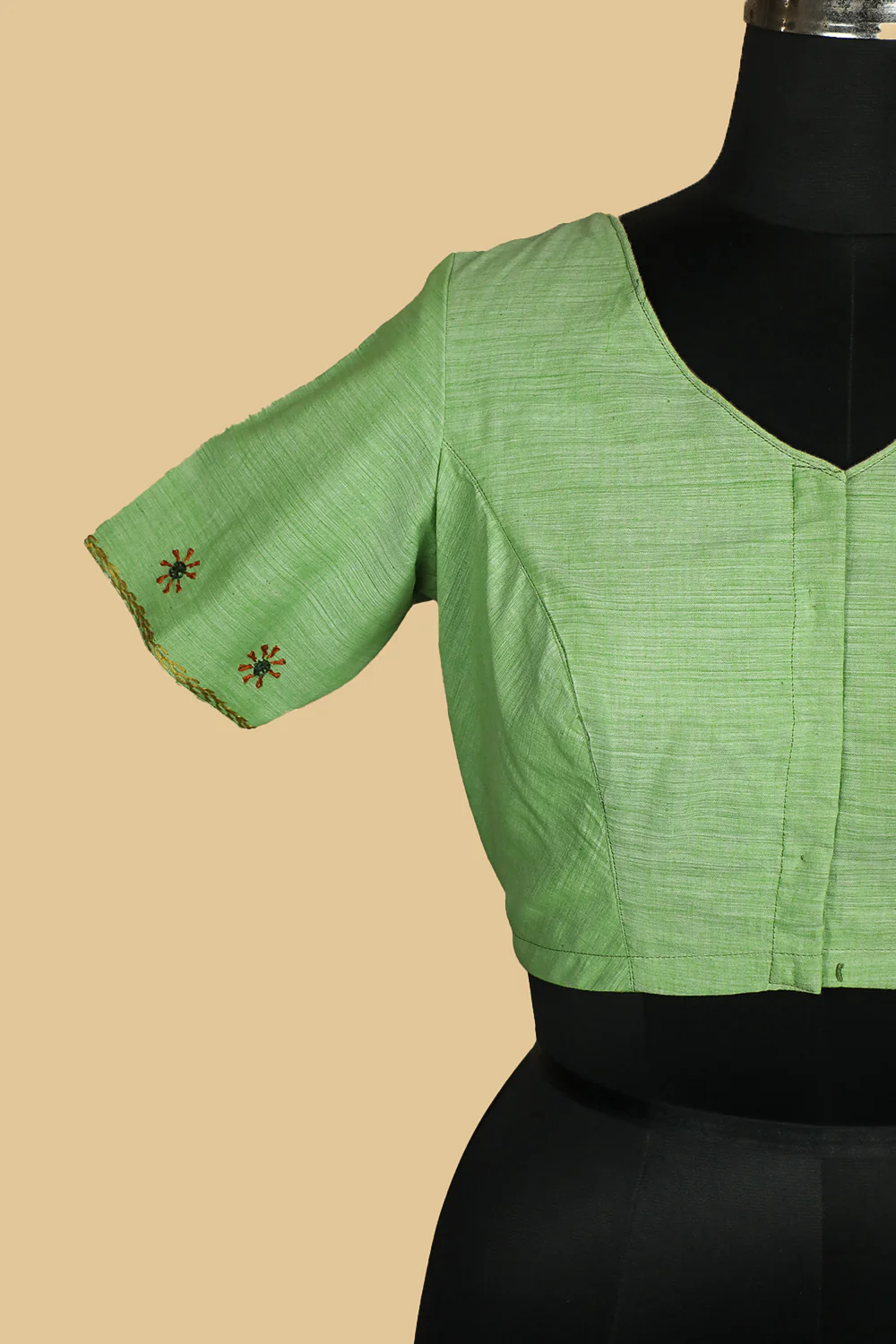 Light Green Handwoven Stitched Blouse -34,36,38,40,42 - Image 5