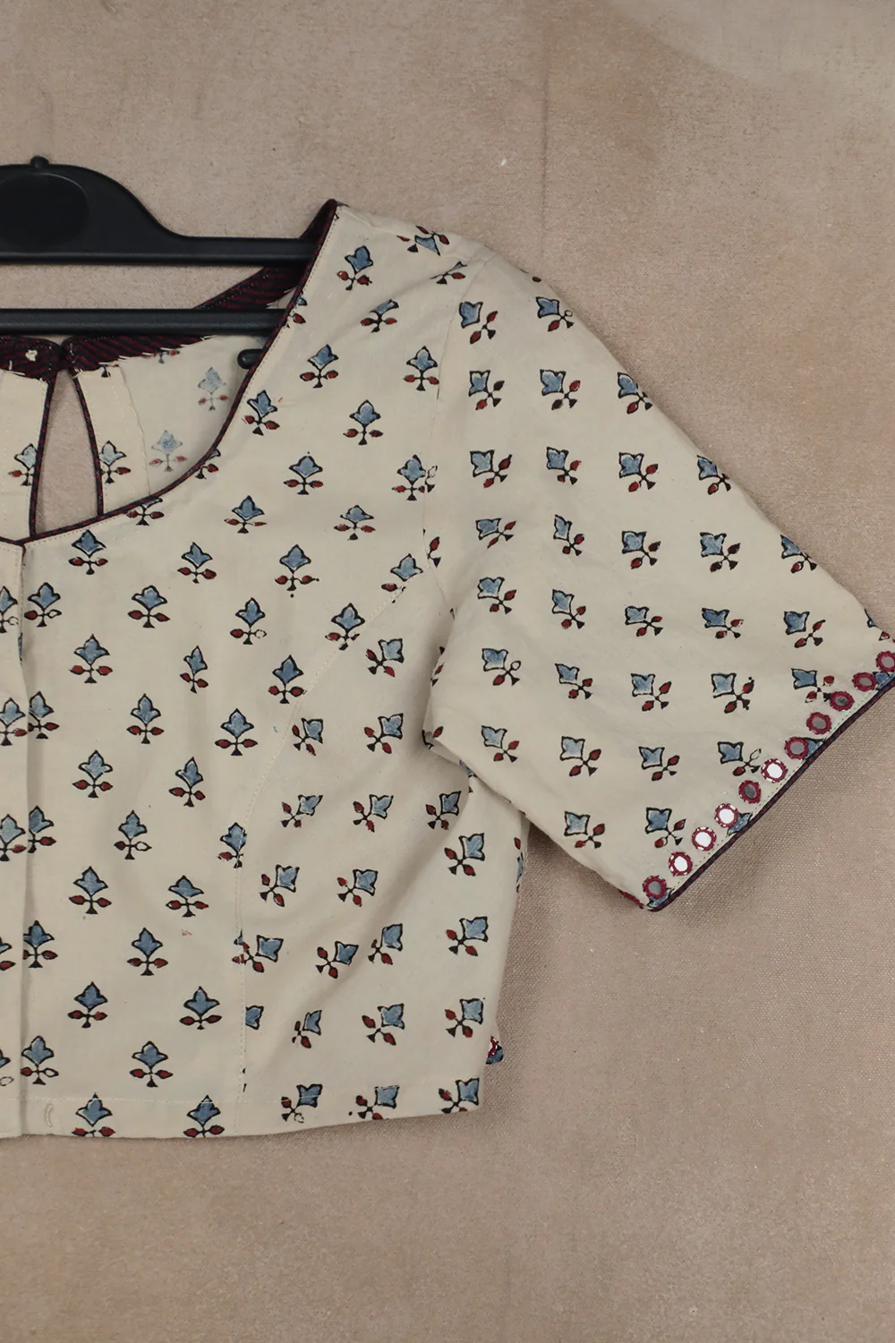 Mirror Work Sleeve Ajrak Stitched Blouse -34,36,38,40,42