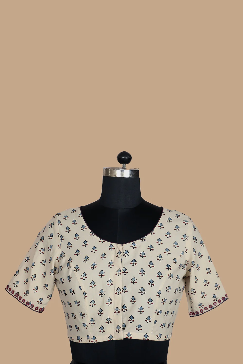 Mirror Work Sleeve Ajrak Stitched Blouse -34,36,38,40,42 - Image 3