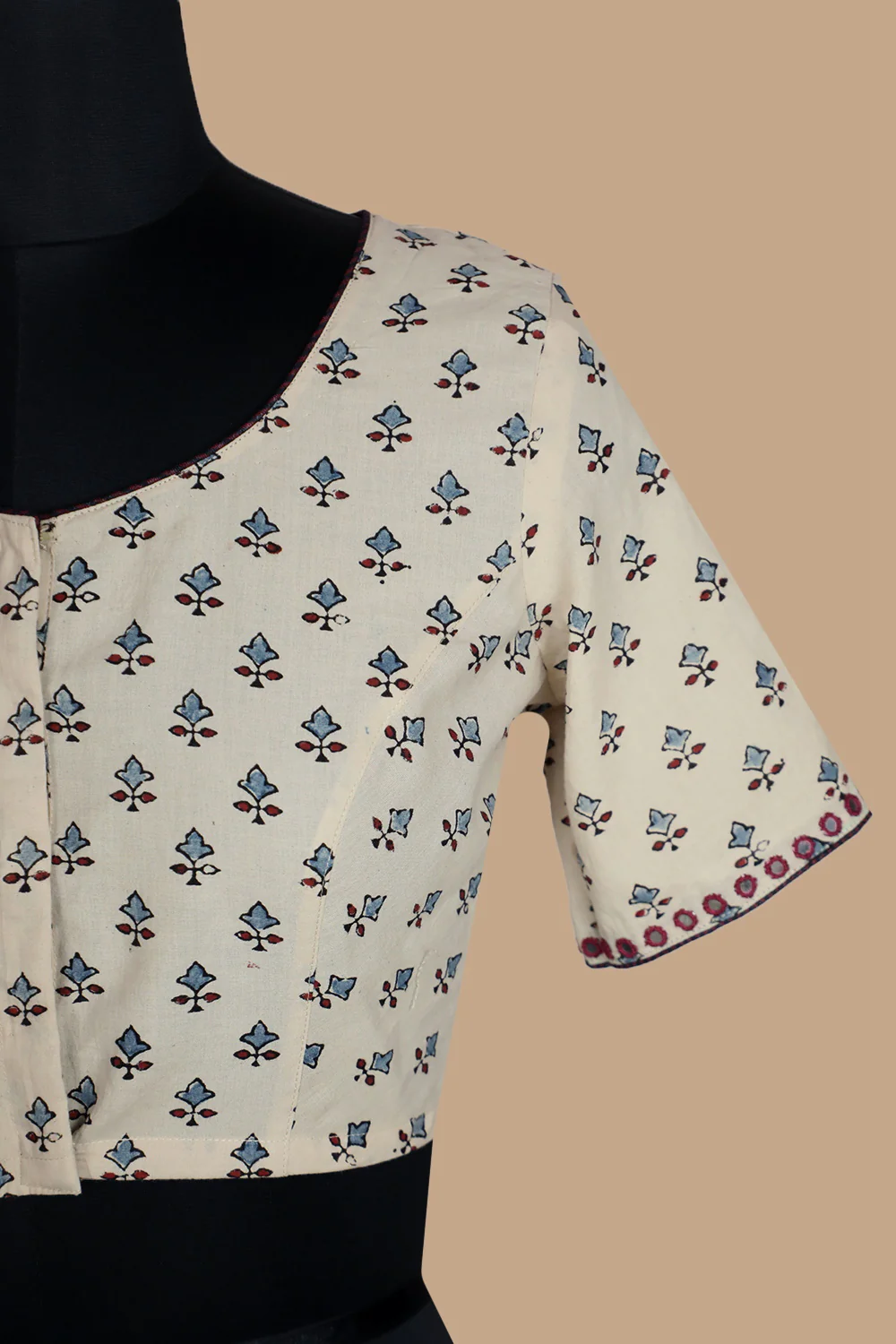 Mirror Work Sleeve Ajrak Stitched Blouse -34,36,38,40,42 - Image 4