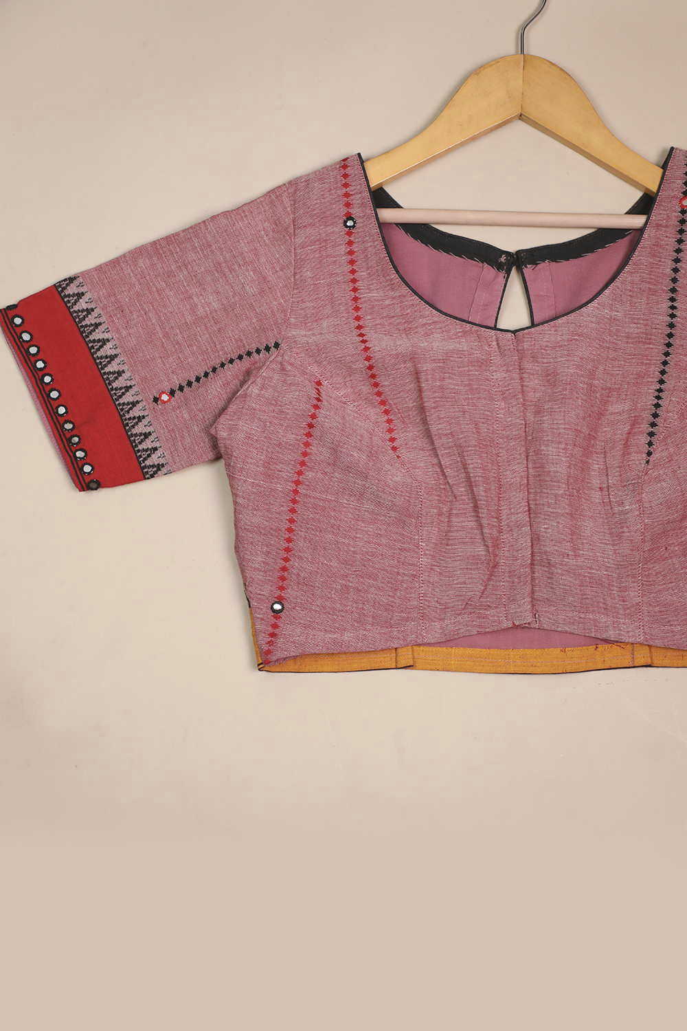 Dual Shaded Maroon with Mirror Work Stitched Blouse - 34,36,38,40,42 - Image 2
