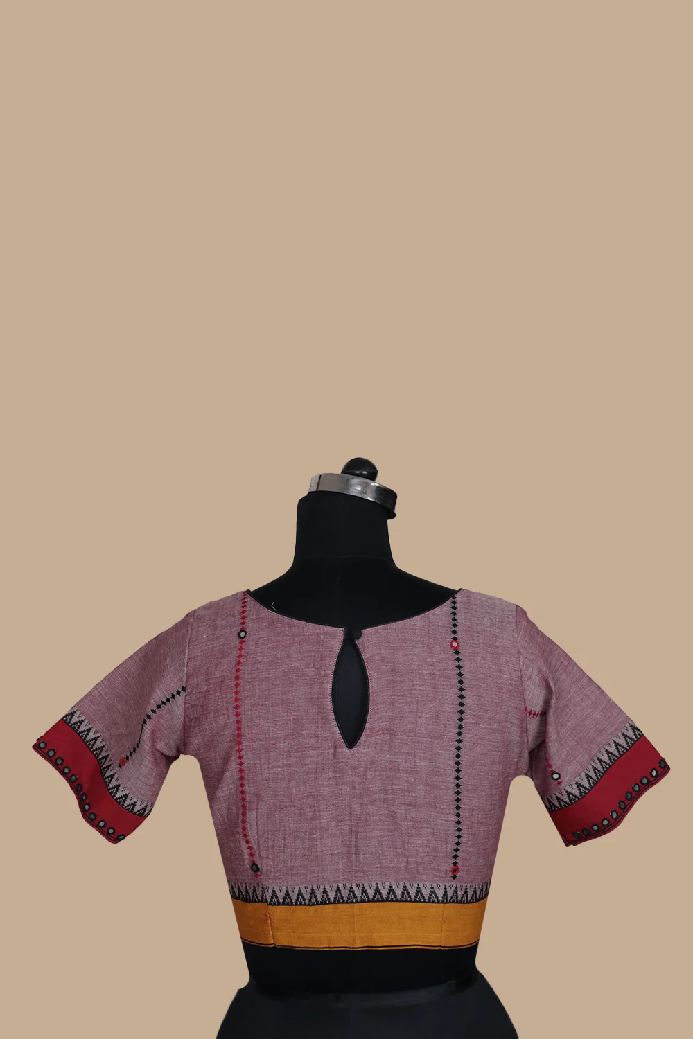 Dual Shaded Maroon with Mirror Work Stitched Blouse - 34,36,38,40,42 - Image 4
