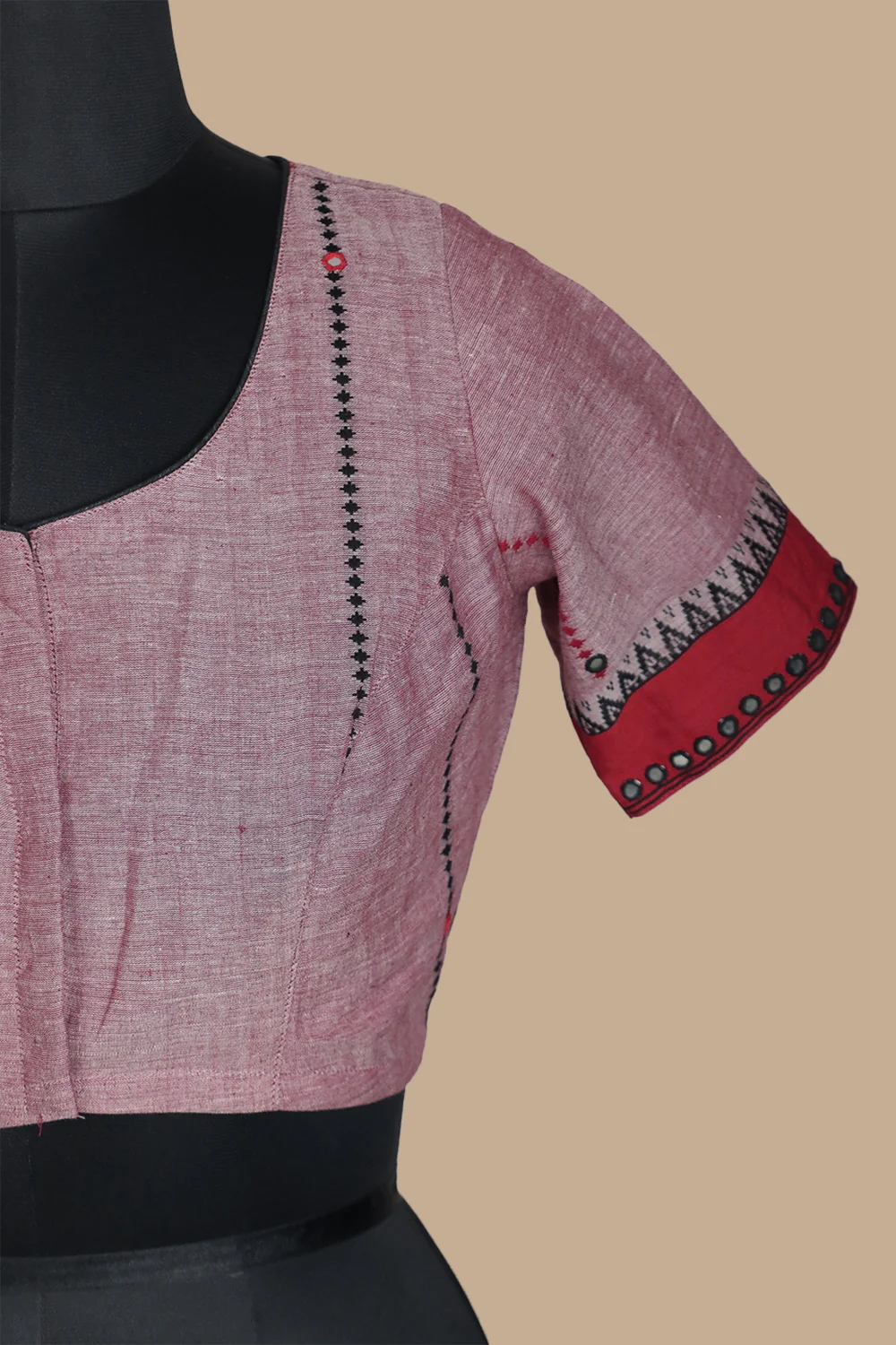 Dual Shaded Maroon with Mirror Work Stitched Blouse - 34,36,38,40,42 - Image 5