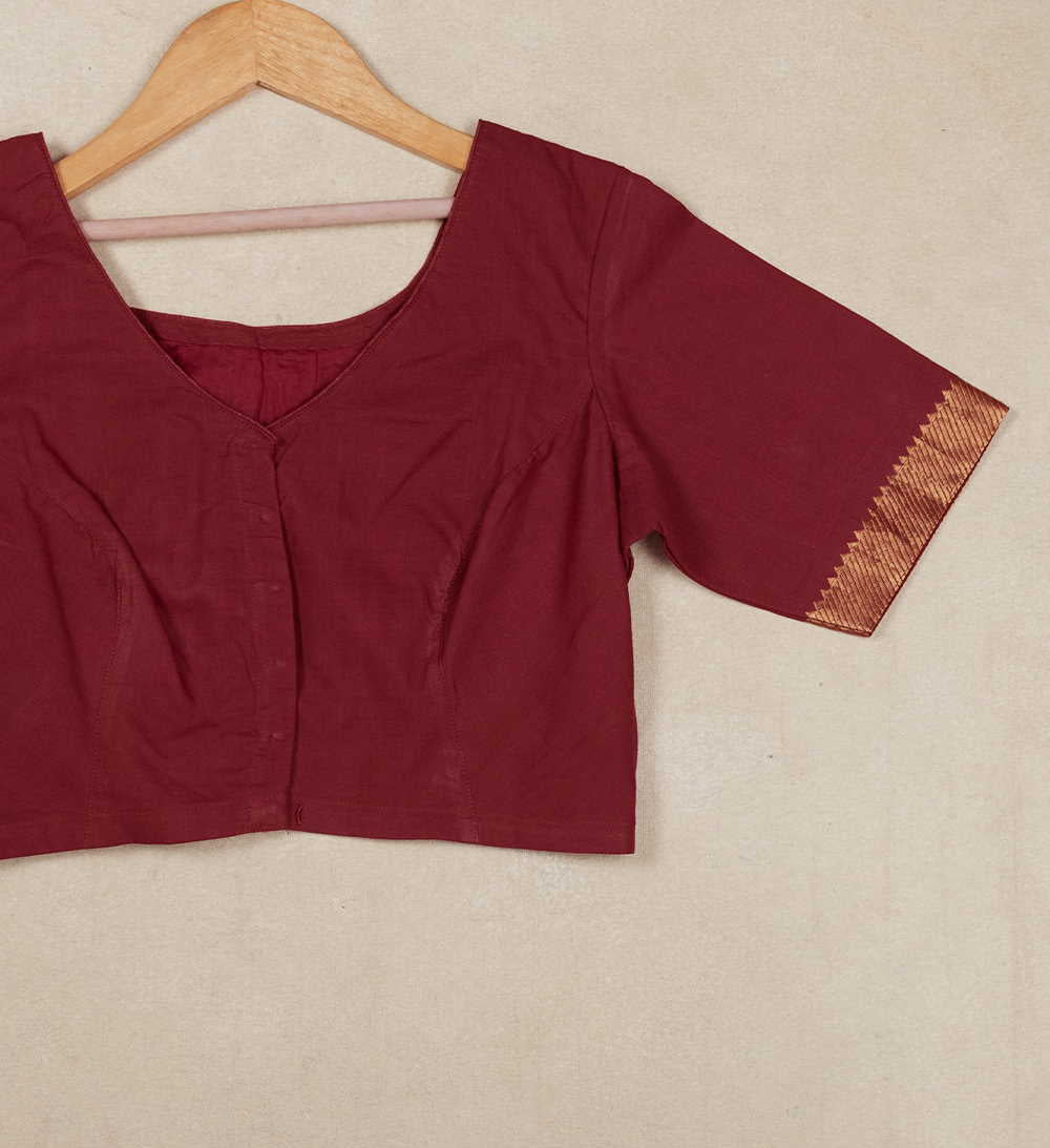 Mangalagiri Zari Bordered Stitched Blouse - 34,36,38,40
