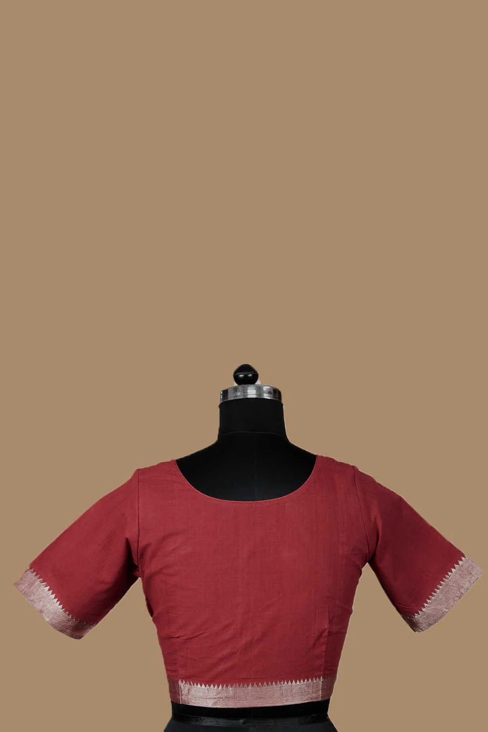 Doubleshade Red with Sliver Zari border Stitched Blouse - 34,36,38,40,42 - Image 5