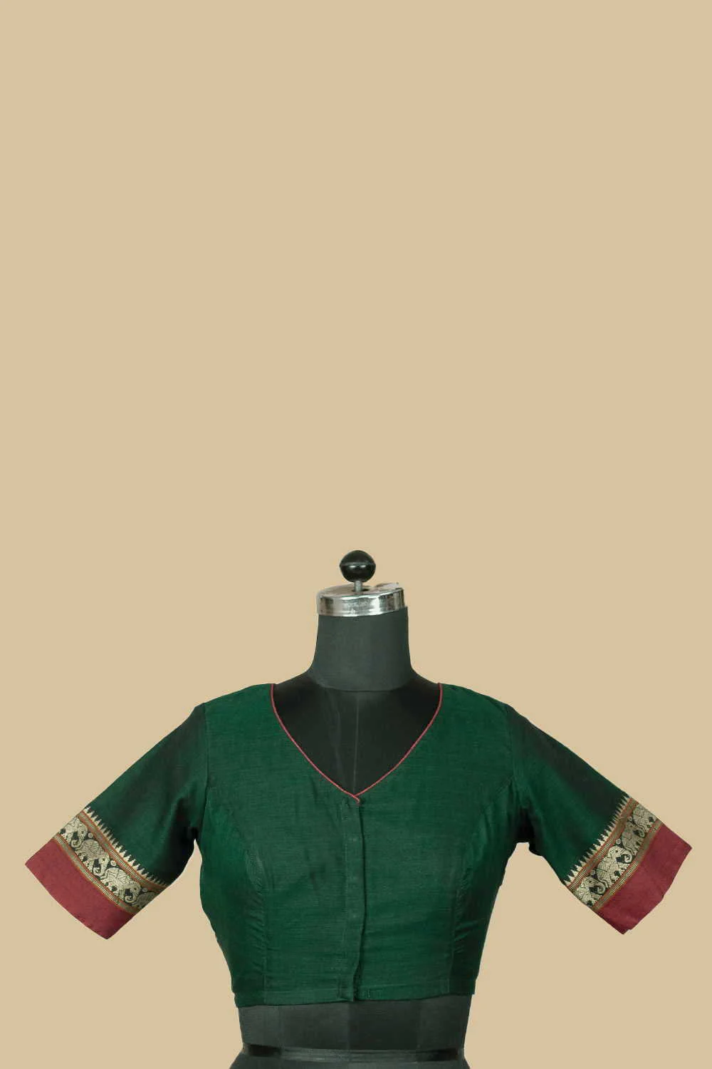 Green Kanchi Cotton Stitched Blouse - 34,36,38,40,42 - Image 4