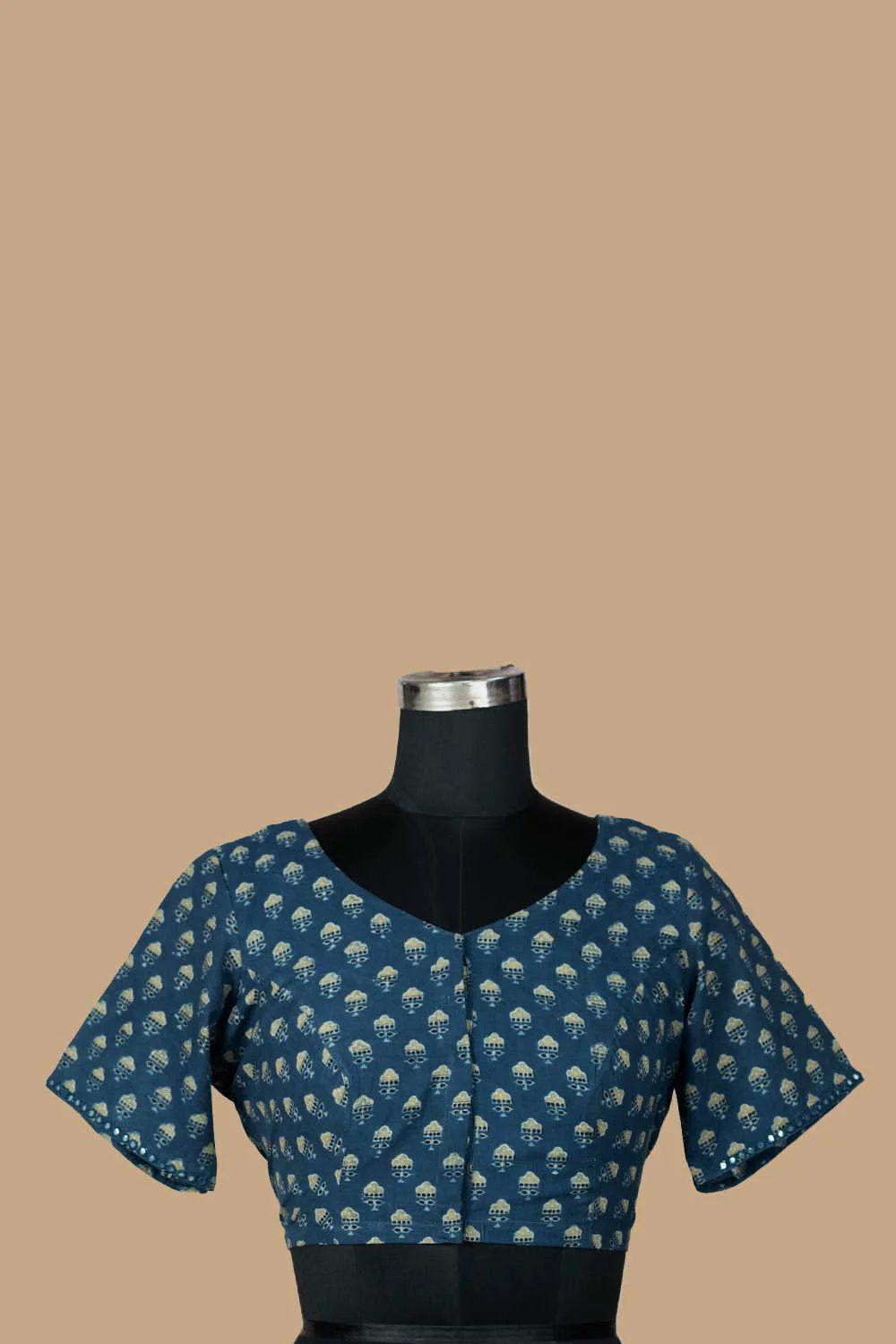 Tiny Floral mirror work Ajrak Stitched Blouse -36,38,40,42 - Image 4