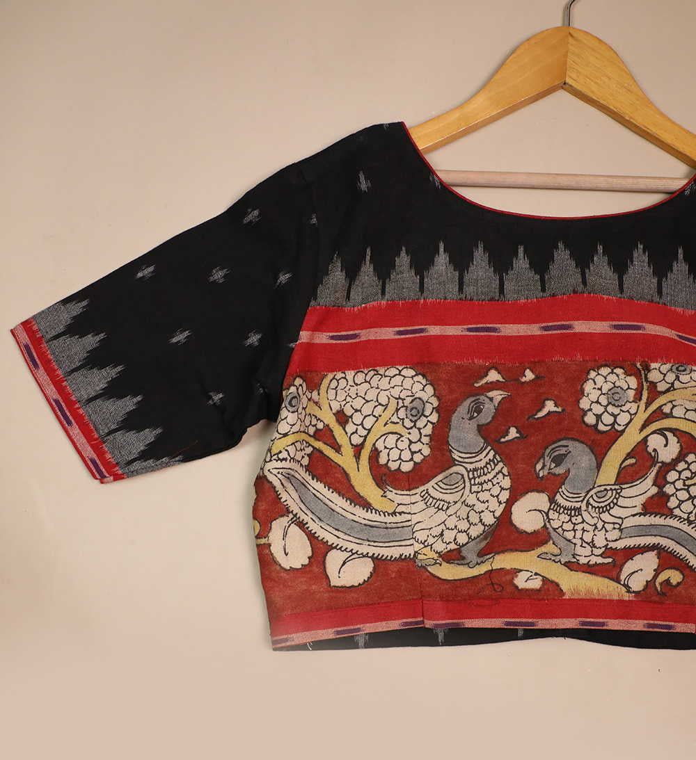 Black Ikat Kalamkari Stitched Blouse -32,34,36,38,40,42,44