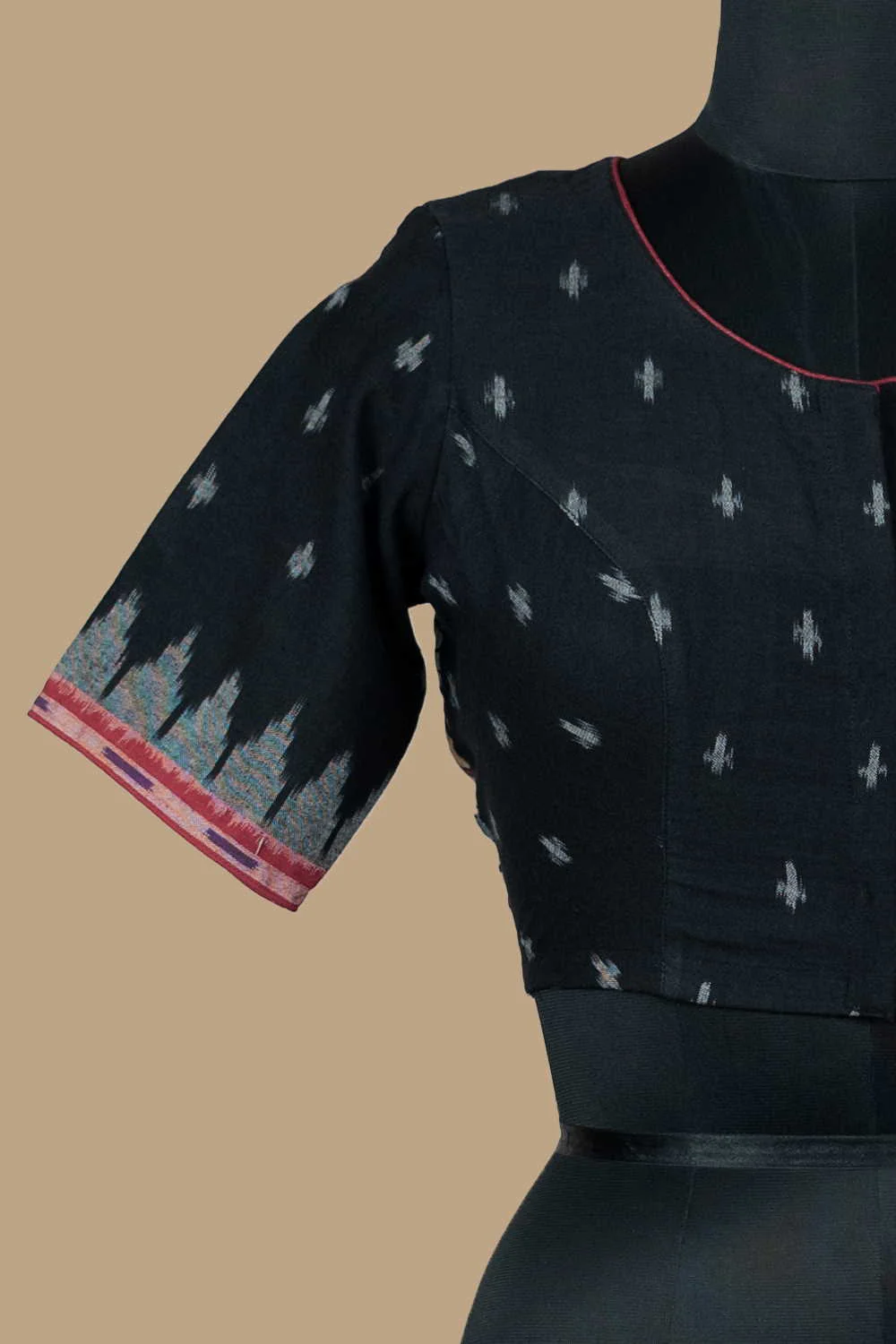 Black Ikat Kalamkari Stitched Blouse -32,34,36,38,40,42,44 - Image 4