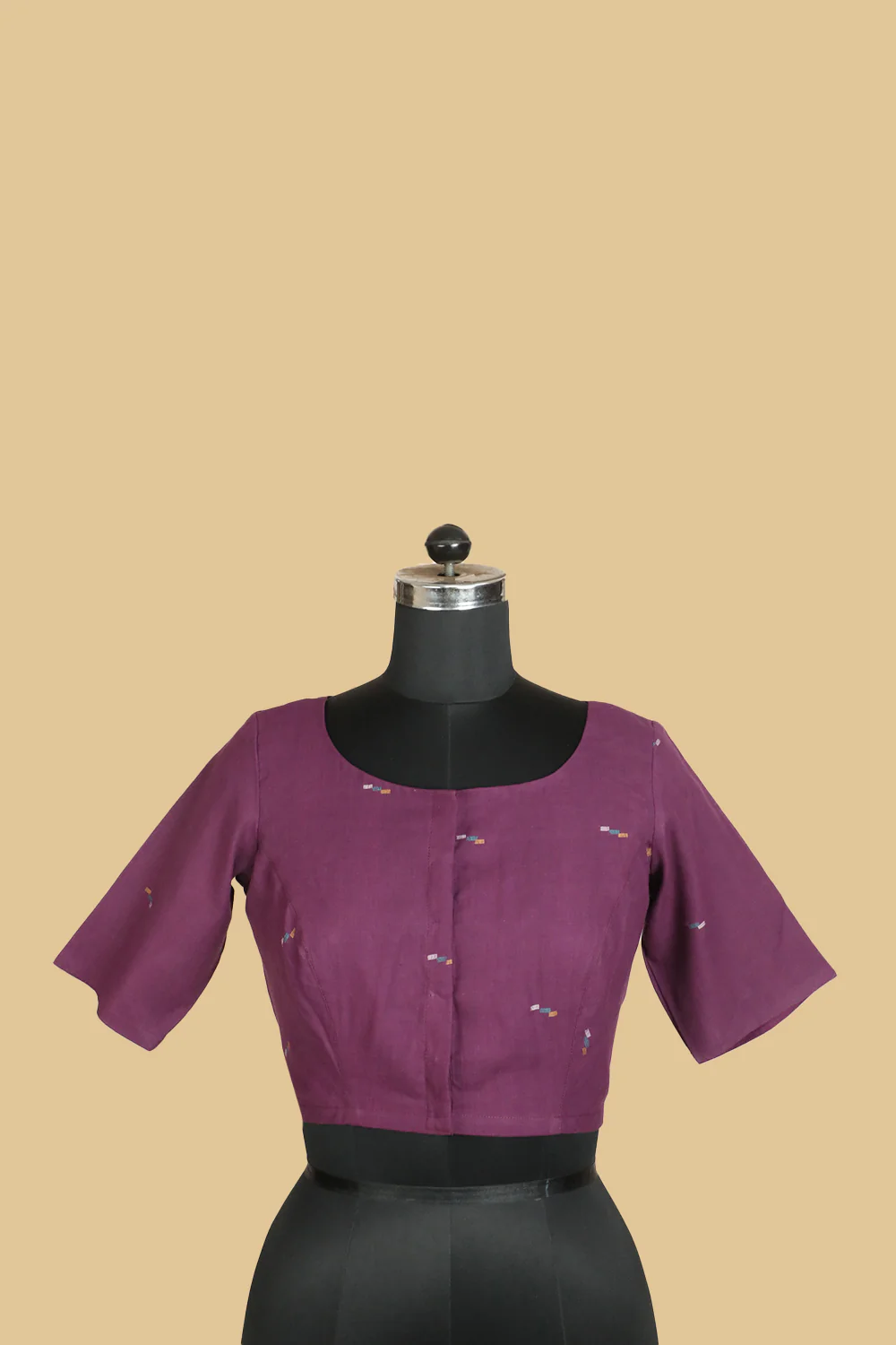 Dark Purple Jamdani Stitched Blouse - 34,36,38,40,42 - Image 2