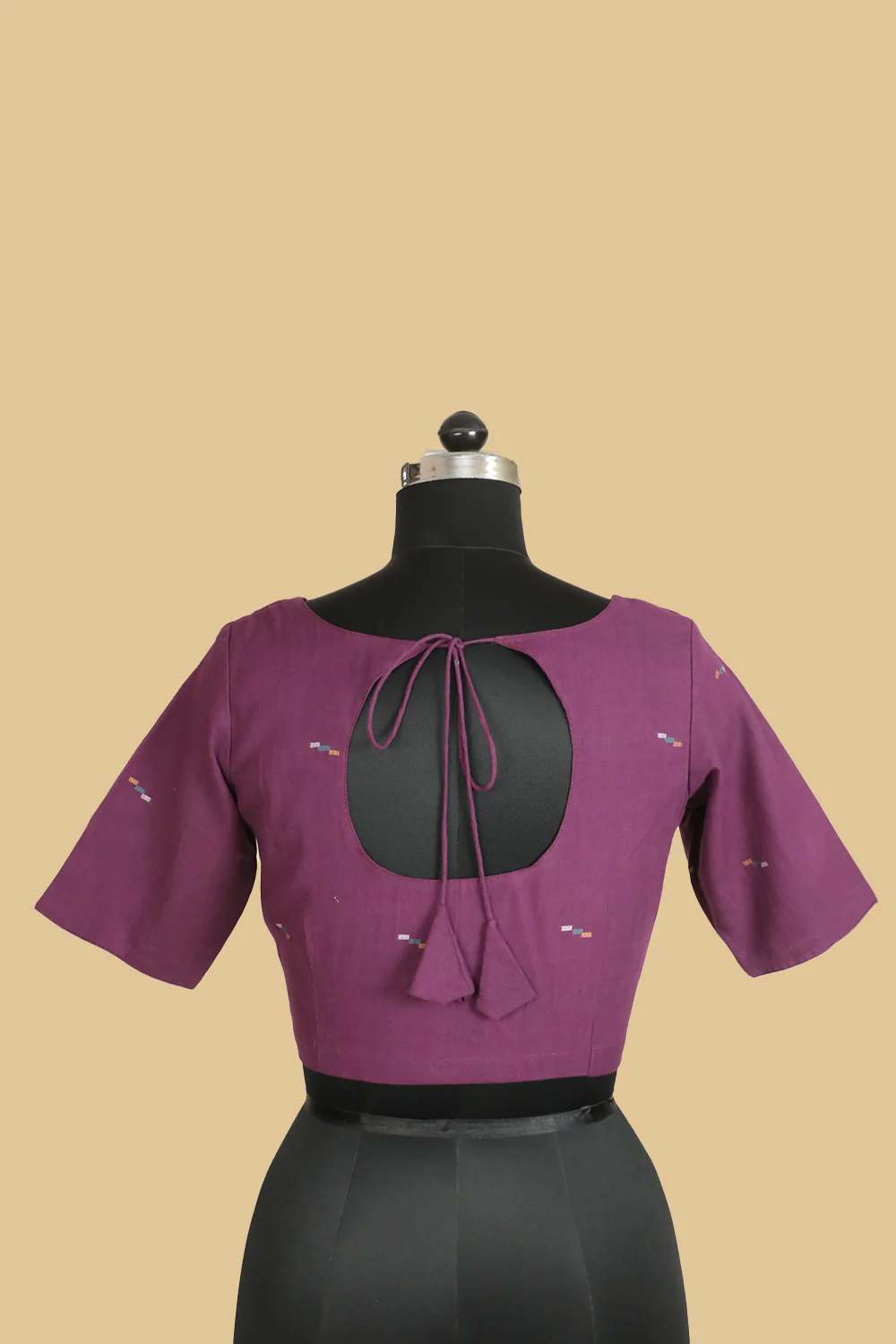 Dark Purple Jamdani Stitched Blouse - 34,36,38,40,42 - Image 3