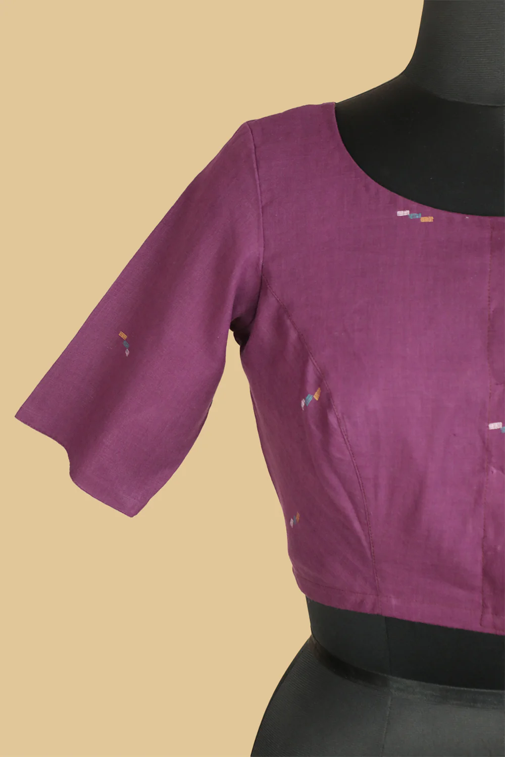 Dark Purple Jamdani Stitched Blouse - 34,36,38,40,42 - Image 4