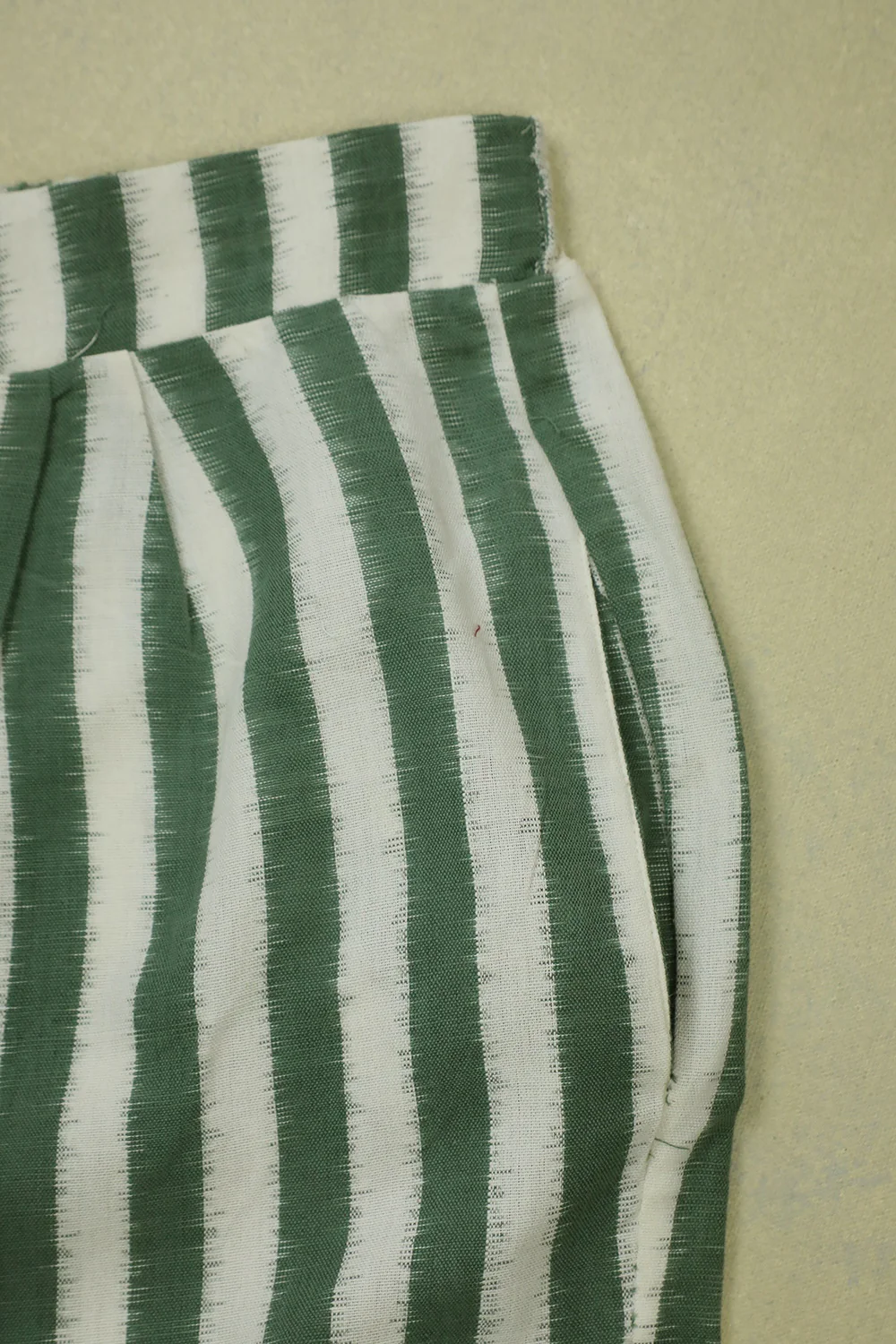 Green Stripes on Off-white Ikat Pant - Image 2