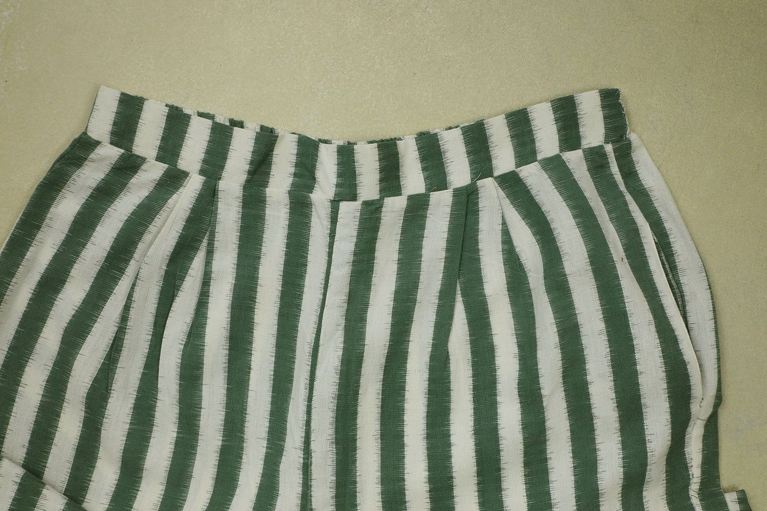 Green Stripes on Off-white Ikat Pant - Image 4