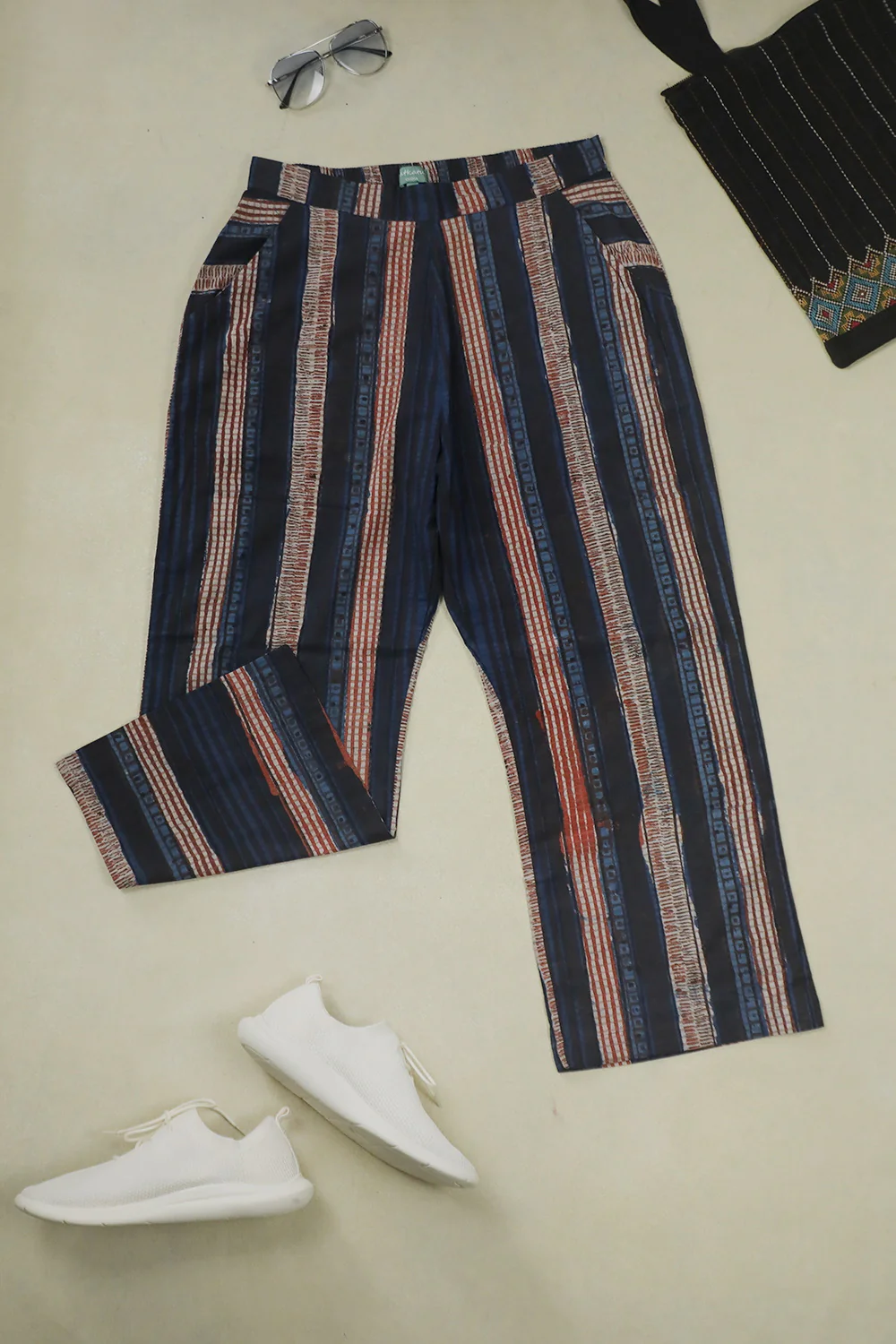 Faded Black Block Printed Pant