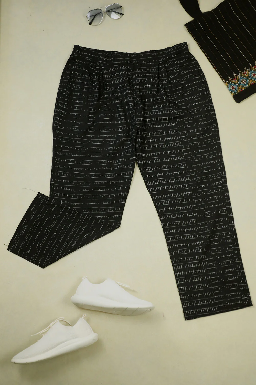 Irregular lines on Black Ikat Pant