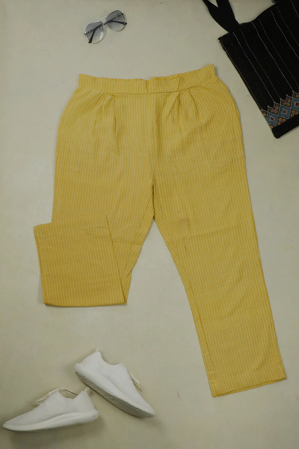 Broad Stripes on Mustard Handspun Pant