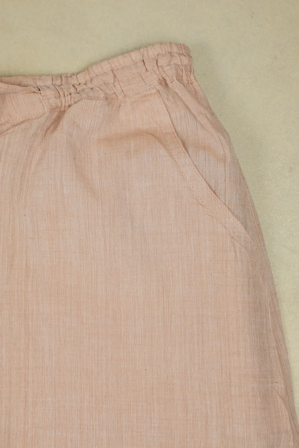 Beige Handwoven Mangalagiri Stitched Palazzo Pant - Image 2