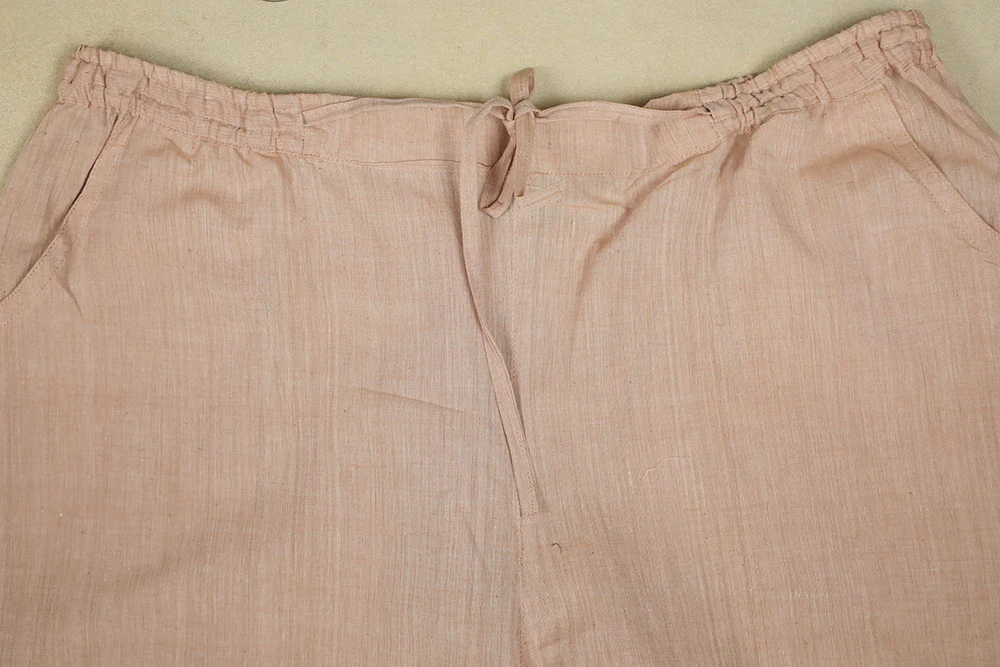Beige Handwoven Mangalagiri Stitched Palazzo Pant - Image 3