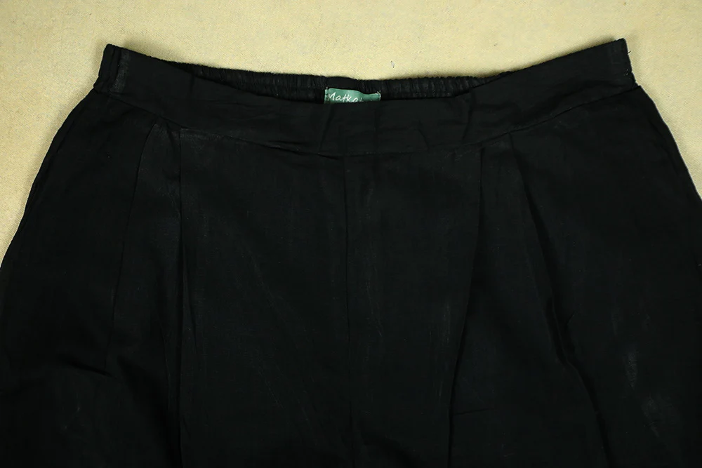 Black Handwoven Mangalagiri Stitched Pant - Image 3