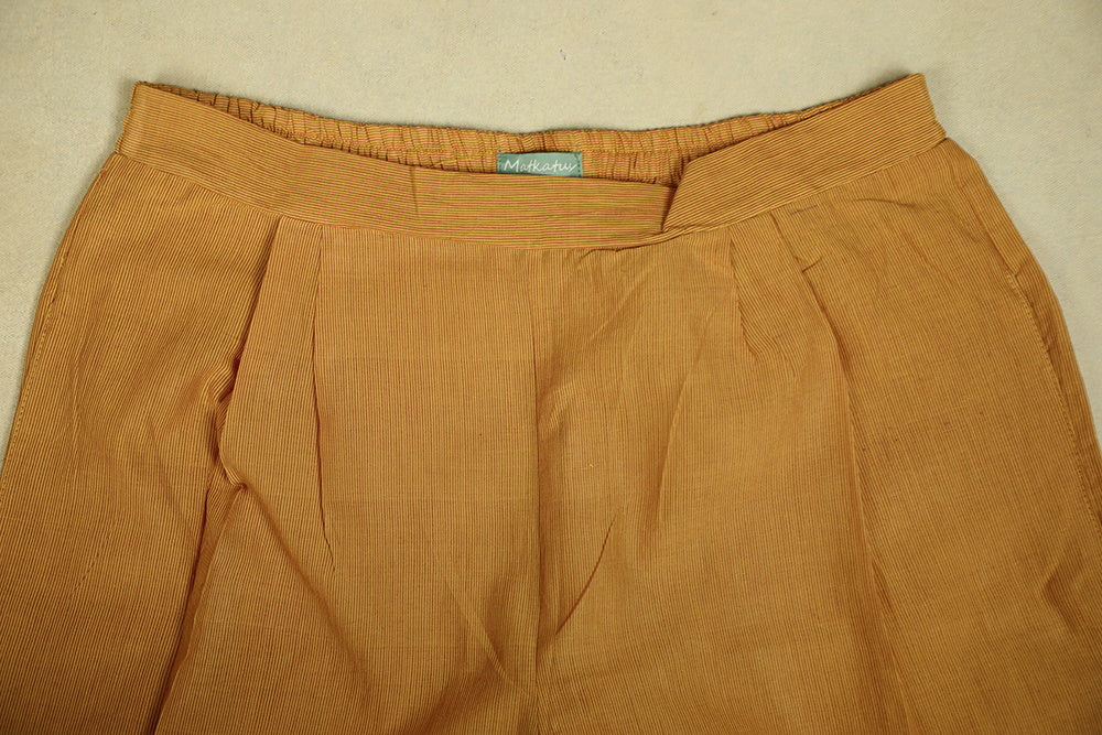 Maroon Pin Stripes on Yellow Handwoven Stitched Pant - Image 3