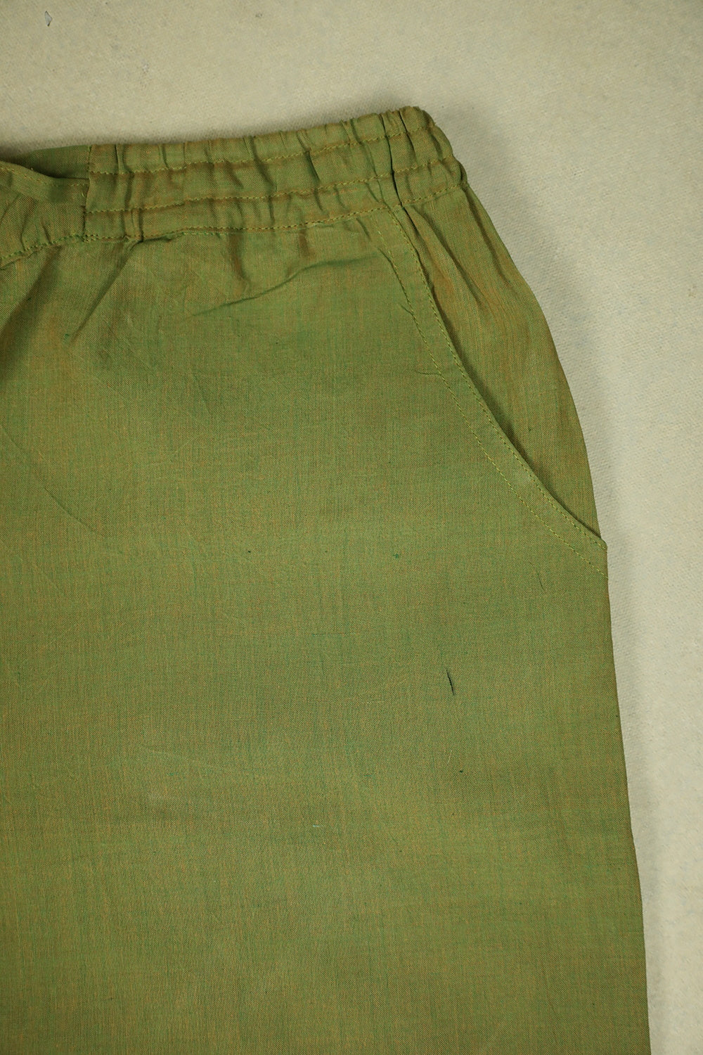 Yellowish Green Mangalagiri Stitched Palazzo Pant - Image 2