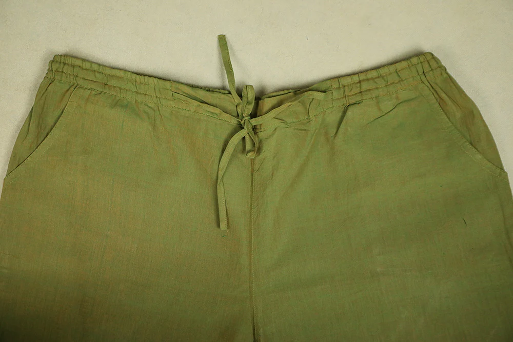 Yellowish Green Mangalagiri Stitched Palazzo Pant - Image 3