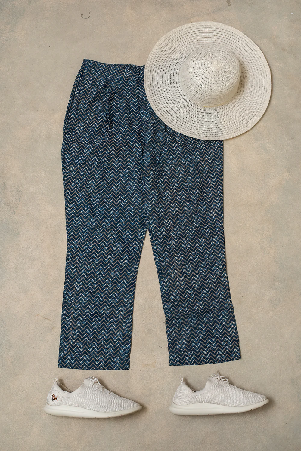 Chevron on Indigo Stitched Pants