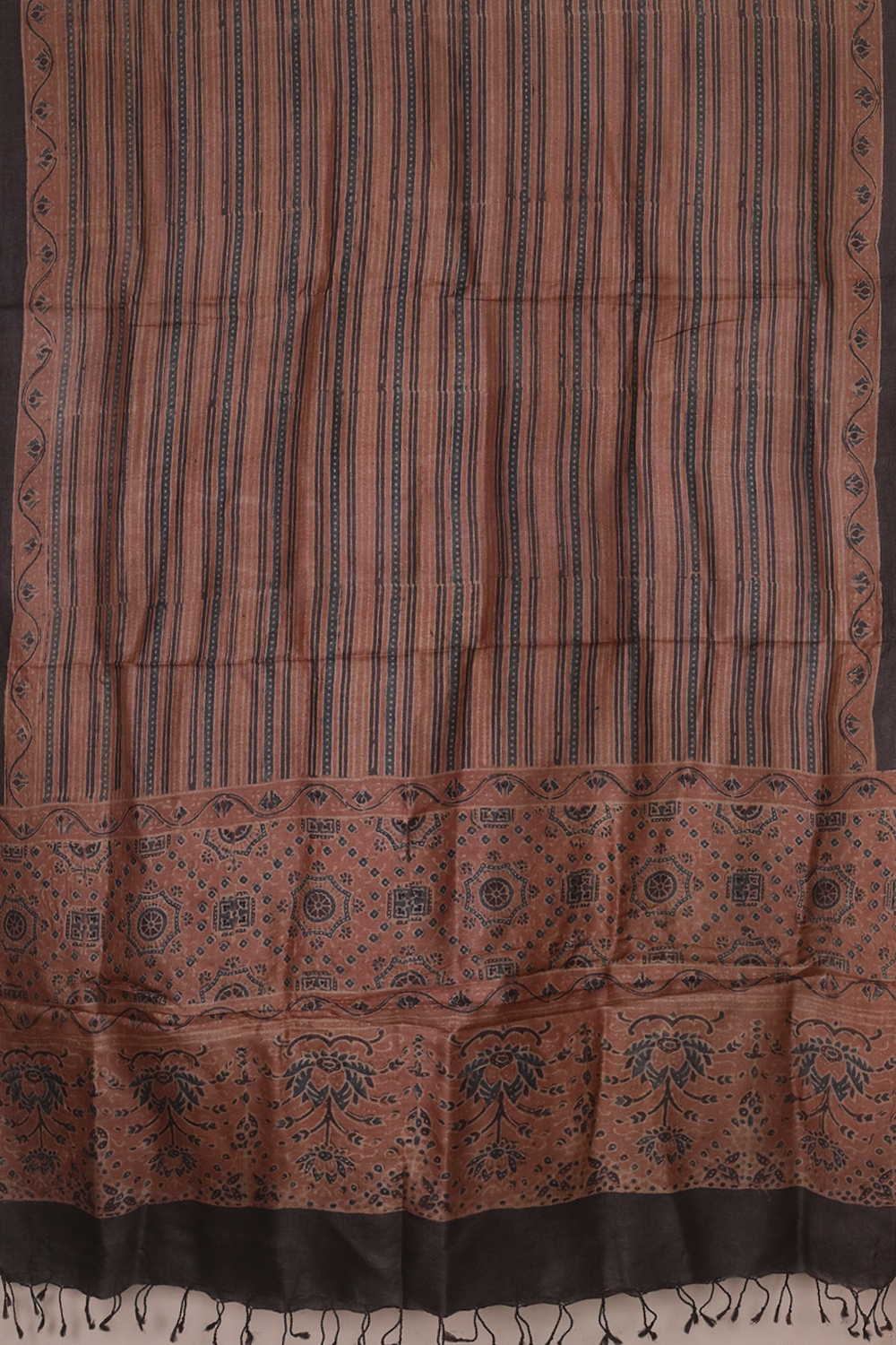 Faded Maroon Ajrak Tussar Top & Dupatta - Image 3