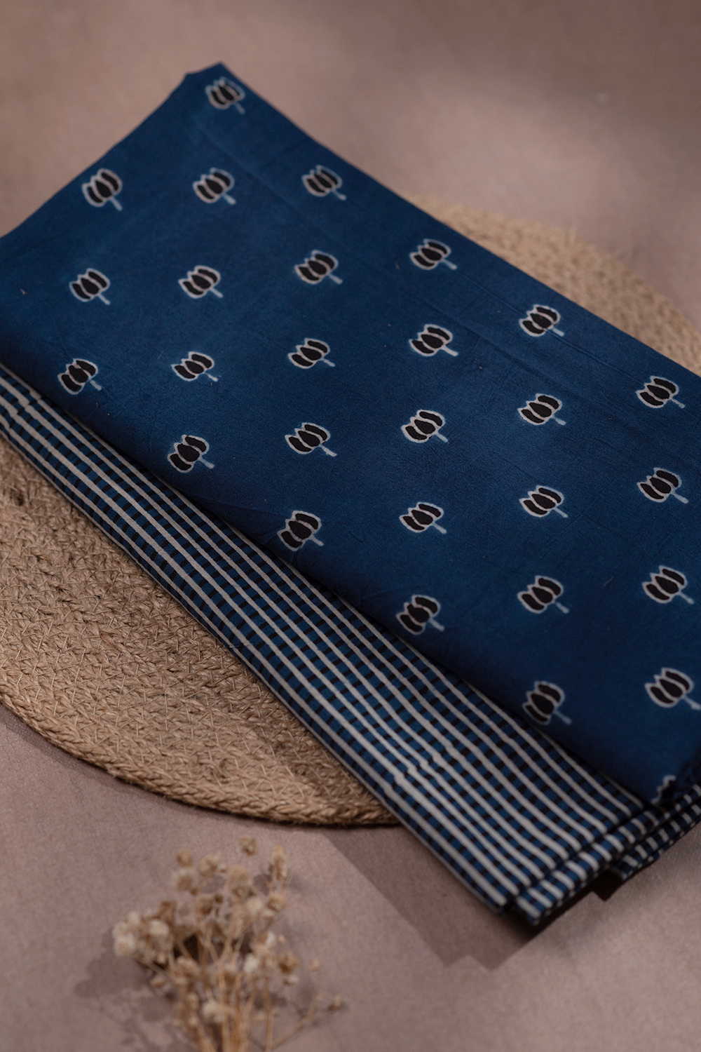 Indigo Ajrak Cotton Top and Bottom