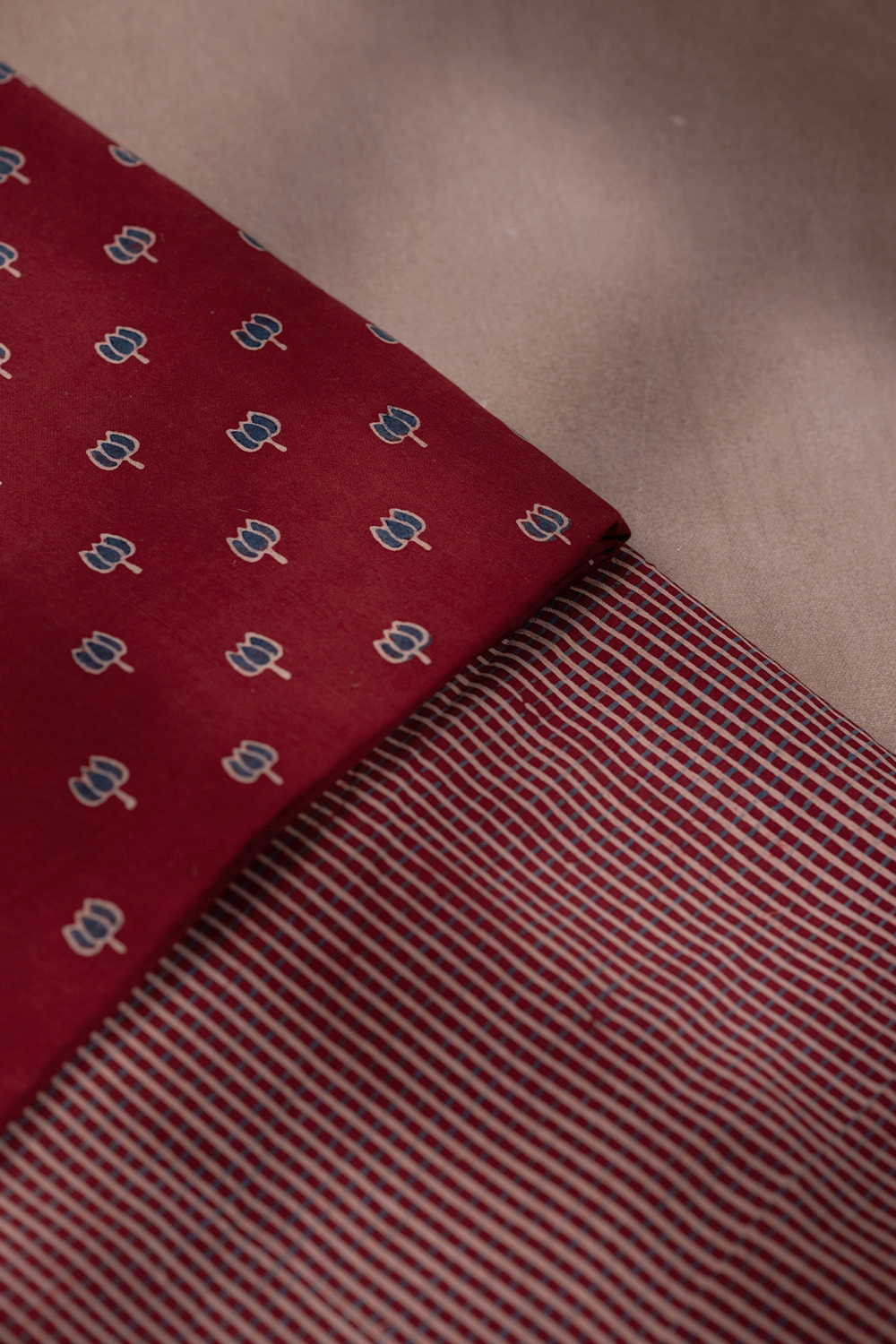 Scarlet Maroon Ajrak Cotton Top and Bottom - Image 2