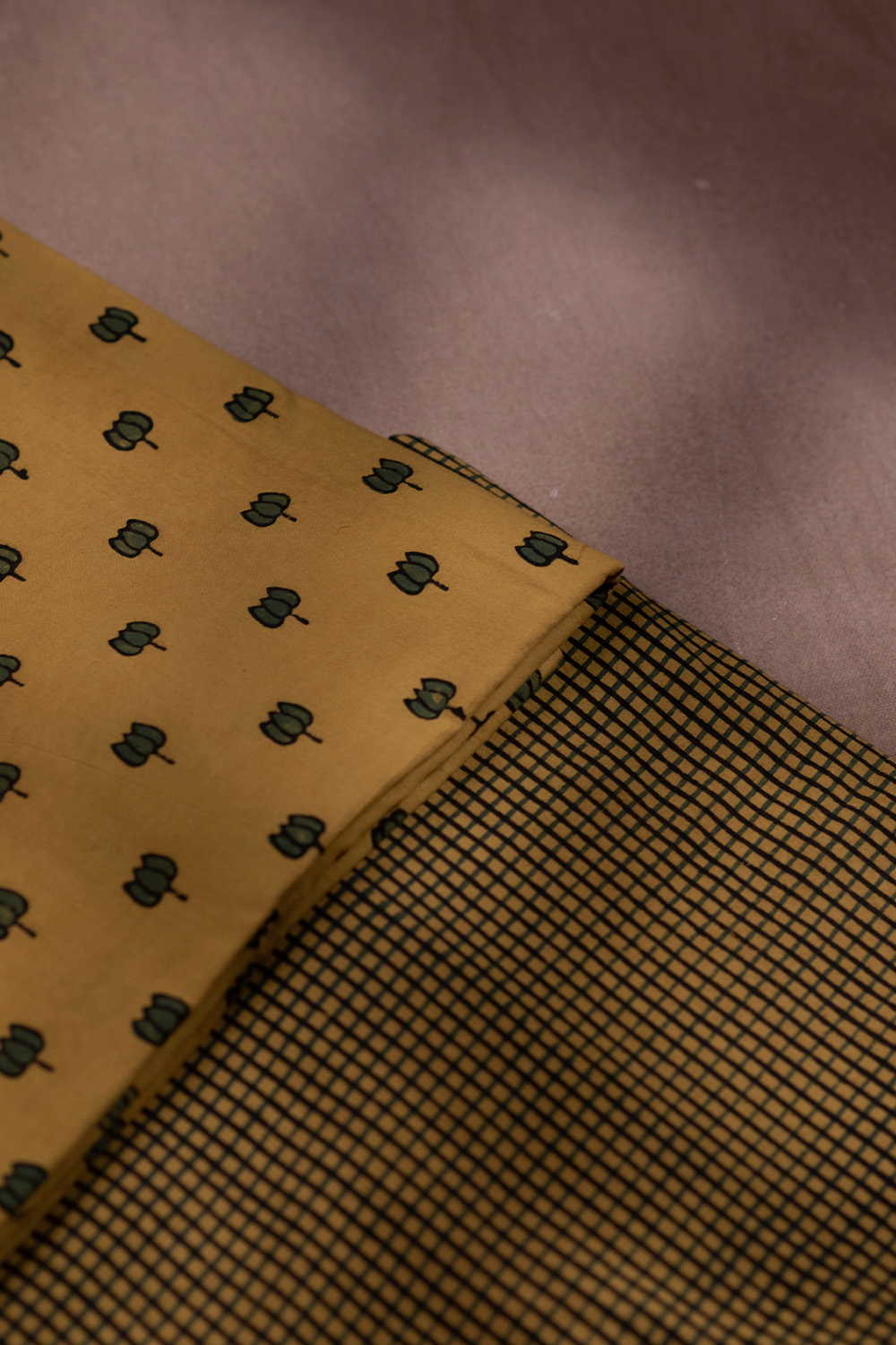 Yellow with Lotus Ajrak Cotton Top and Bottom - Image 2