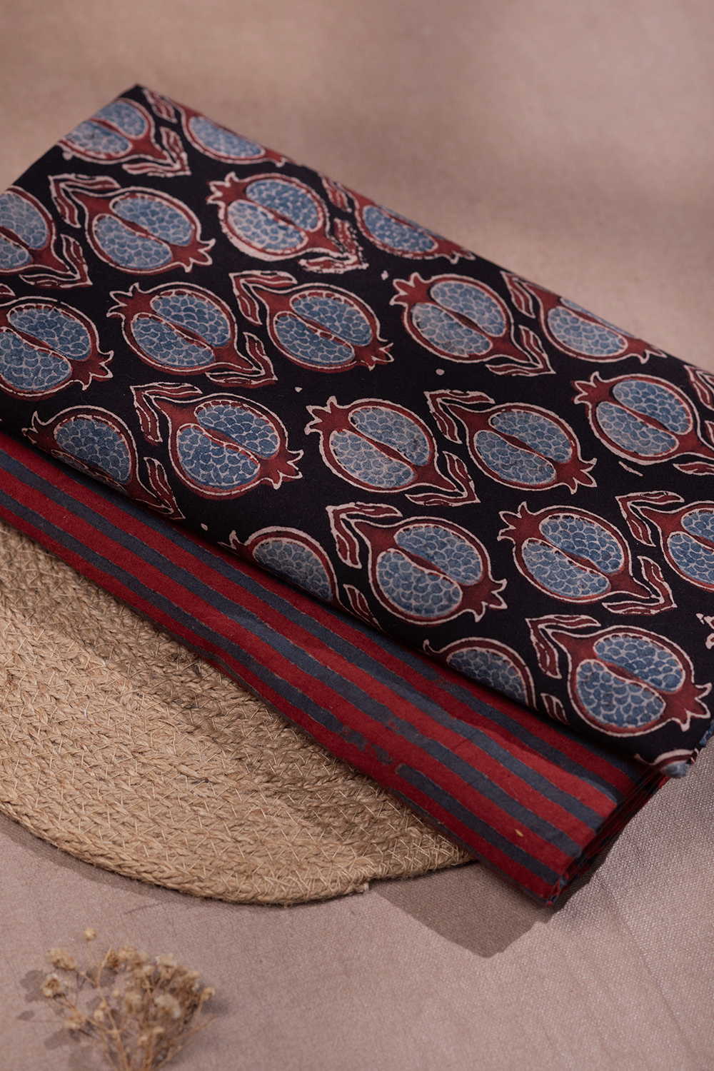 Pomegranate Trail Ajrak Cotton Top and Bottom