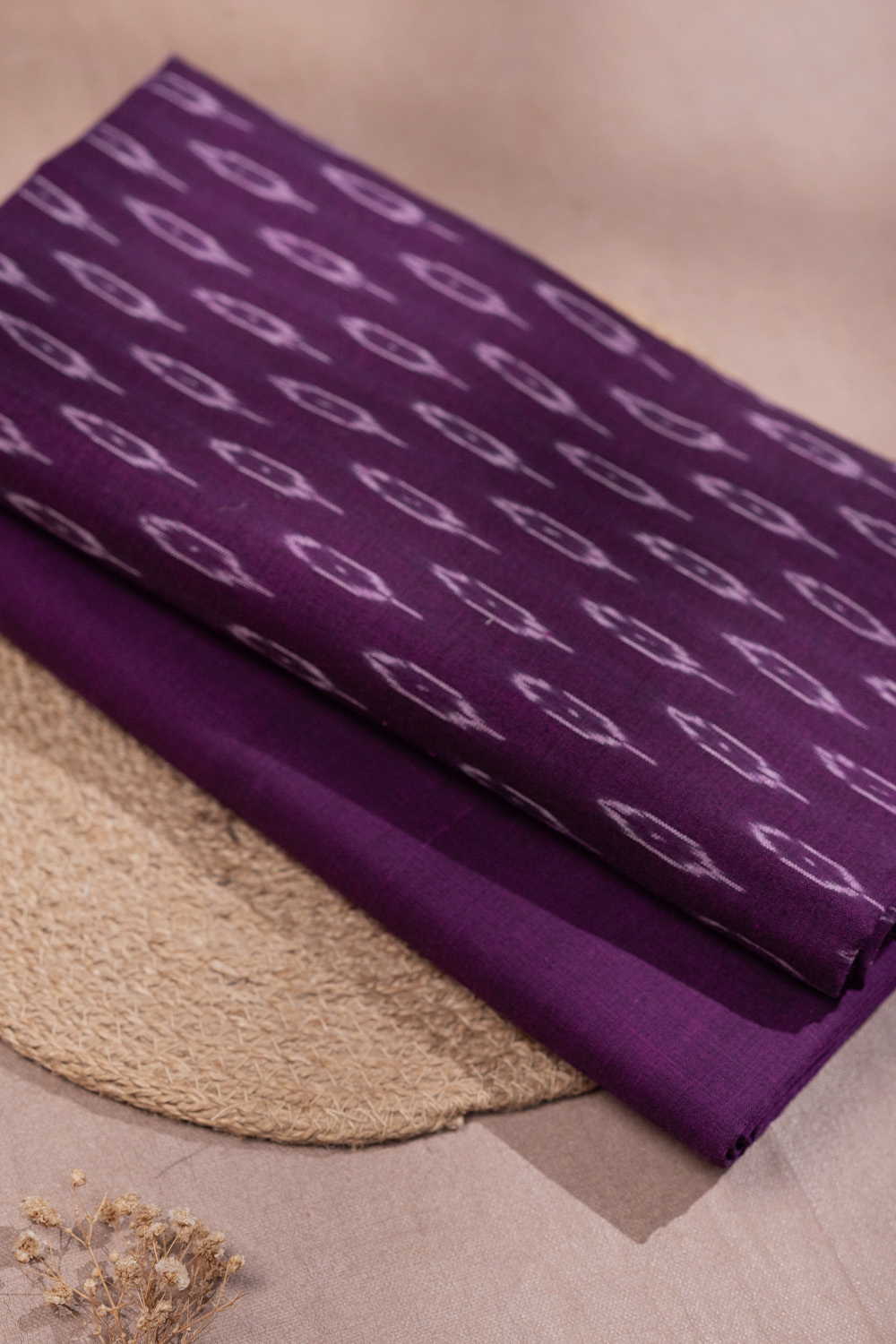 Velvet Purple Ikat Cotton Top and Mangalagiri Bottom