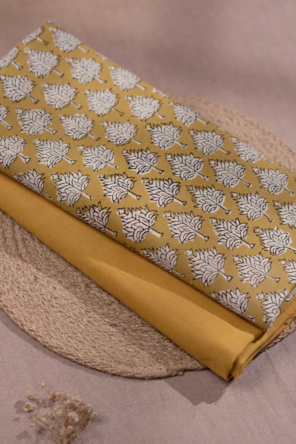 Butta - Yellow Sanganeri Top and Handwoven Bottom