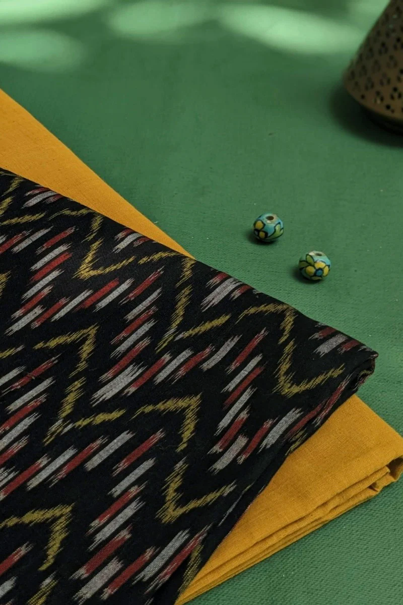 Black Orissa Ikat Top with Mangalagiri Bottom - Image 2
