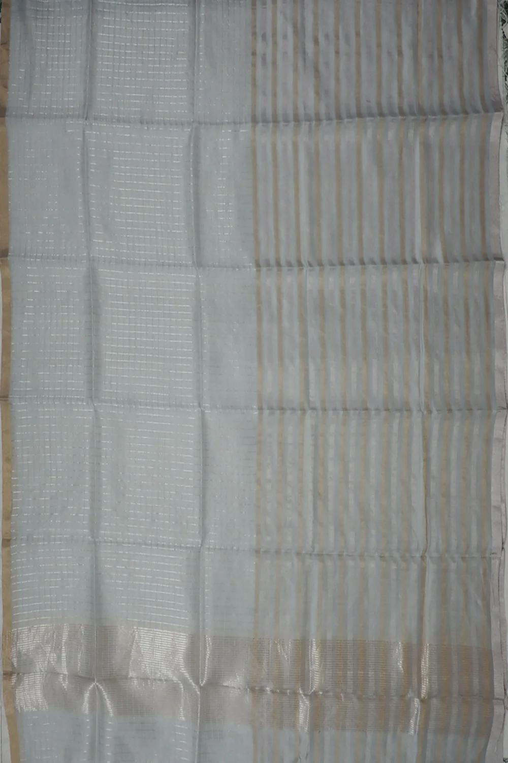 Dark Ash Grey Handspun Tussar Silk Top & Chanderi Dupatta - Image 3