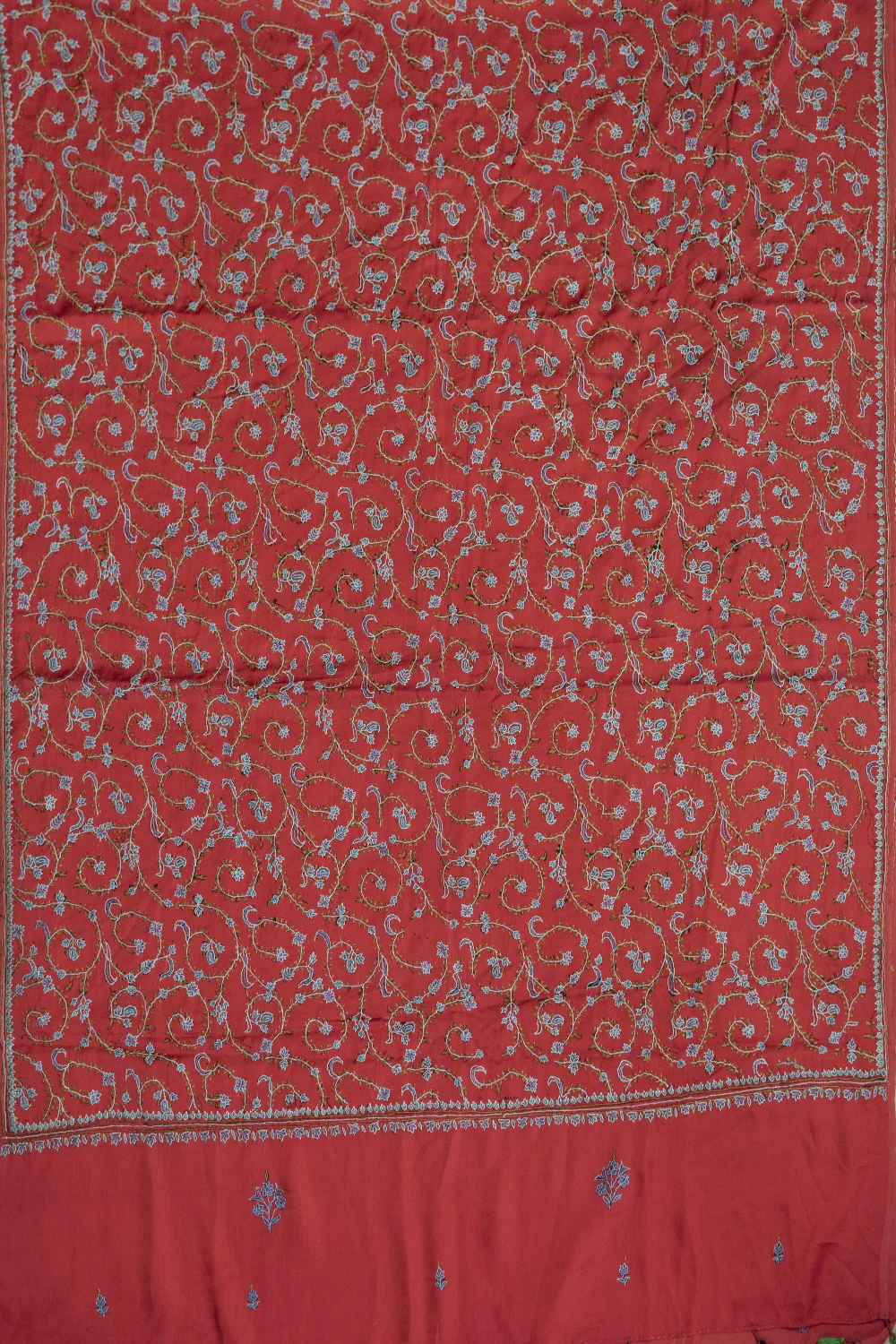 Blue Mangalagiri Border Cotton Top with Modal Silk Dupatta - Image 3